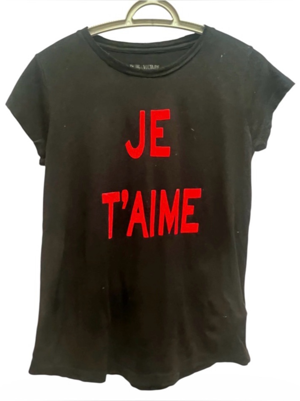 Zadig & Voltaire Women Black Tee with Red 'JE T'AIME' Graphic